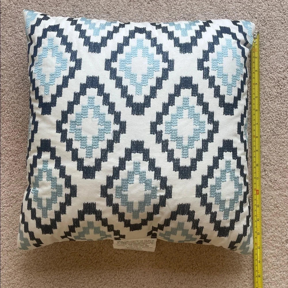 NWT Essential Home Blue and Black 18” Geometric Accent Pillows (Set of 2)